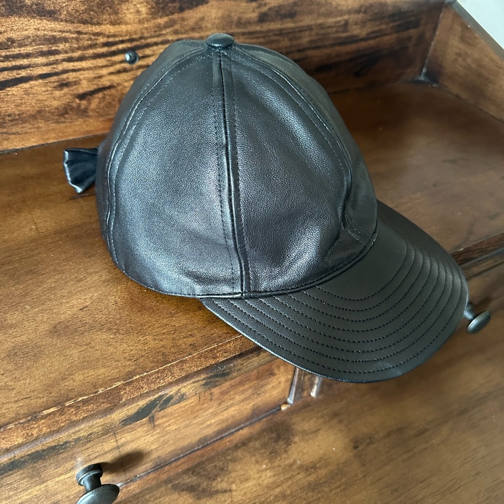 Kate Spade Leather Bow Black “Hats Off” Bow Baseball Cap